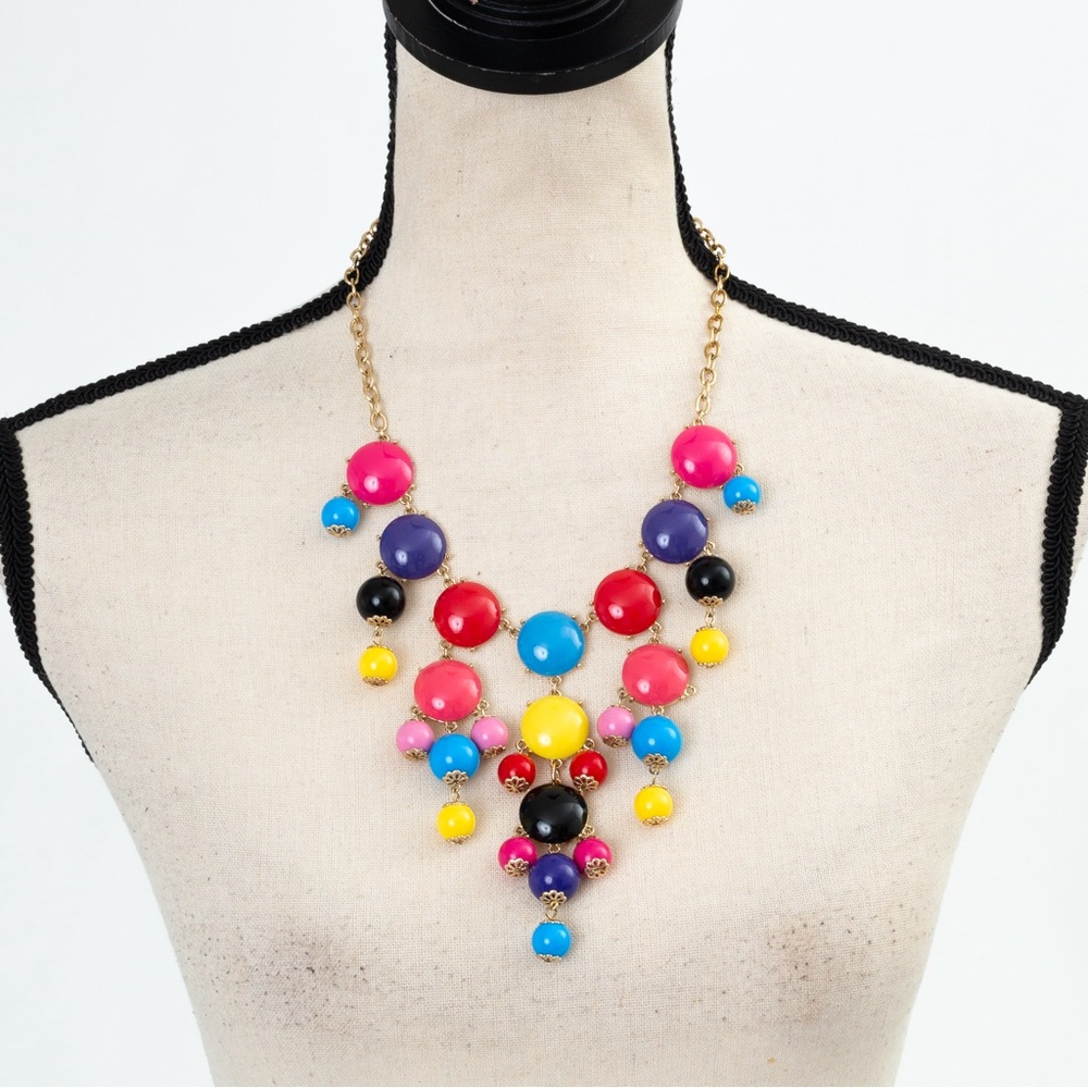 Statement necklace bib necklace multicolor stones Iman - Picture 10 of 15